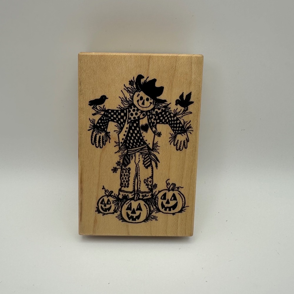 PSX G-617 Scarecrow Wood Mount Halloween Thanksgiving Pumpkins Fall Vintage New
